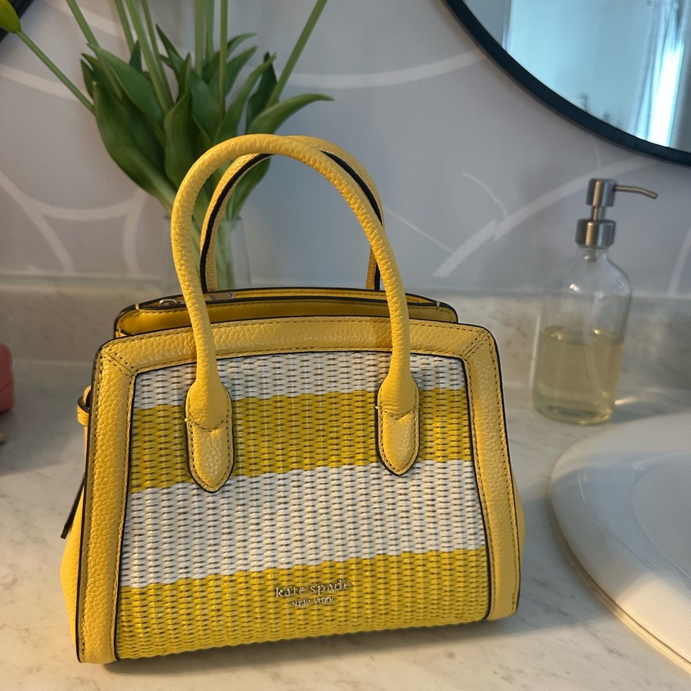 Kate Spade Yellow and White Striped Satchel